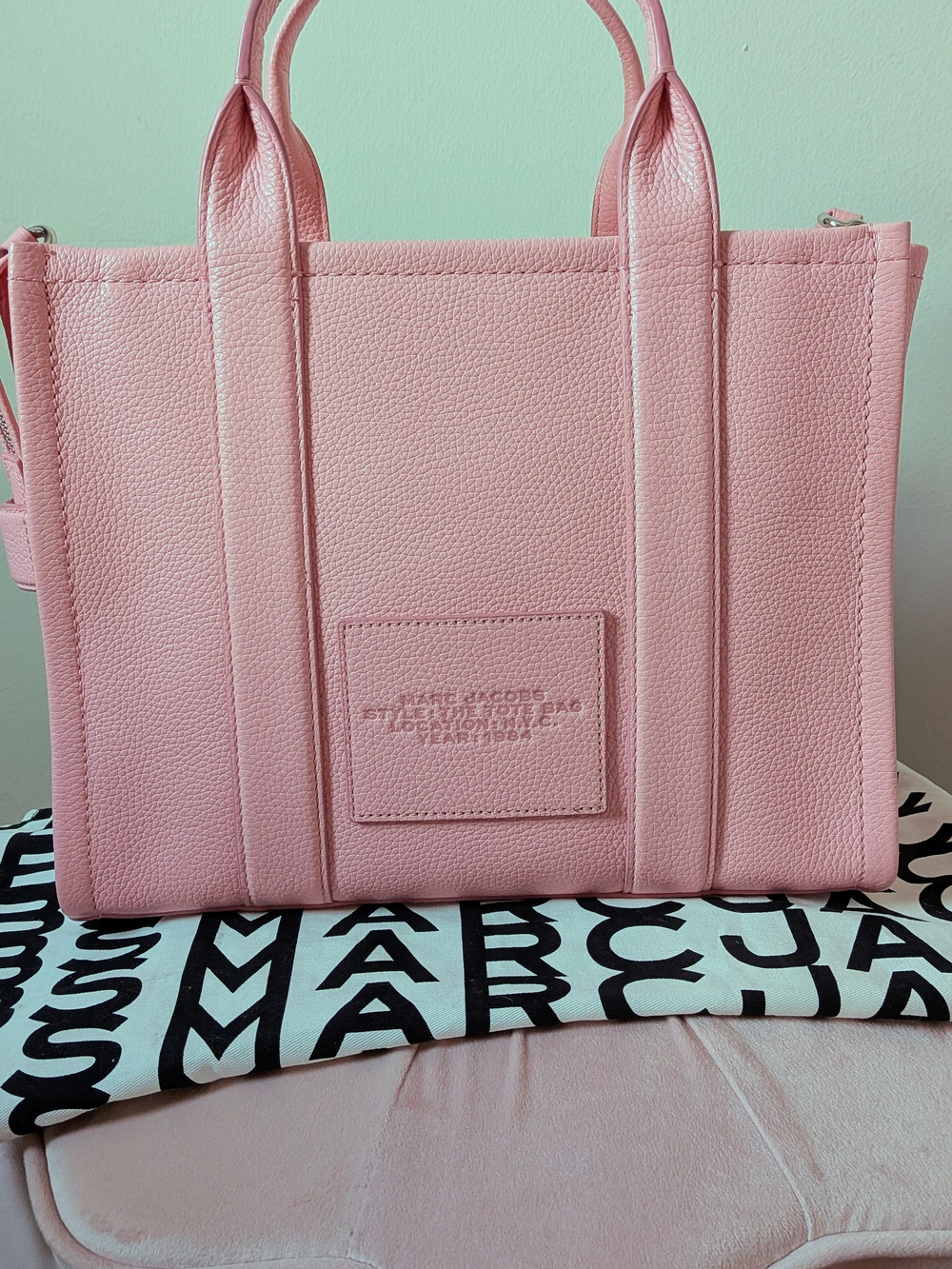 Marc Jacobs Medium Leather Tote Bag Matching Set In Ribbon Pink With Wallet ππ - Picture 3 of 15
